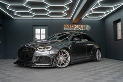 Audi RS3 S3 A3 8V/8V.5 2014 2015 2016 2017 2018 2019 2020 with Aftermarket Parts - Widebody Rear Quarter Panel Flares Carbon Fiber / FRP from SPECTER PLUS