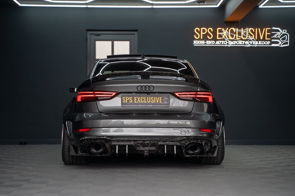 Audi RS3 S3 A3 8V/8V.5 2014 2015 2016 2017 2018 2019 2020 with Aftermarket Parts - Rear Lip Spoiler Carbon Fiber / FRP from SPECTER PLUS