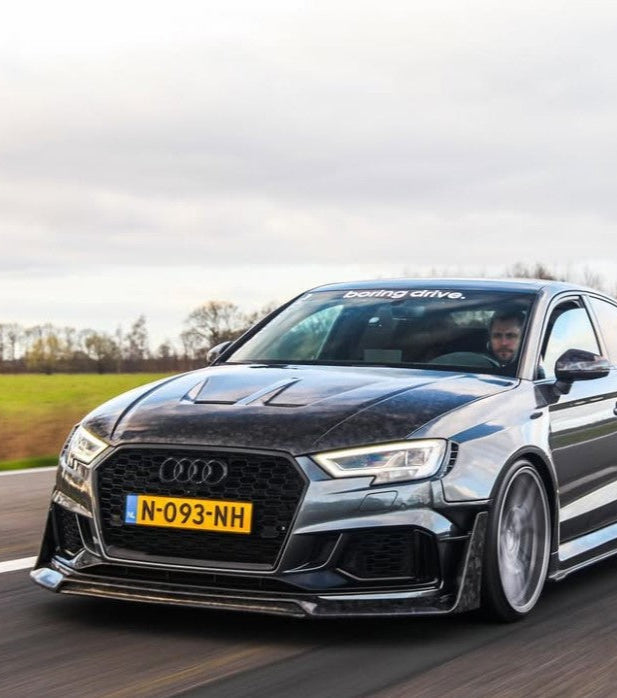 Audi RS3 8V.5 2018 2019 2020 with Aftermarket Parts - V1 Front Lip Carbon Fiber / FRP from SPECTER PLUS