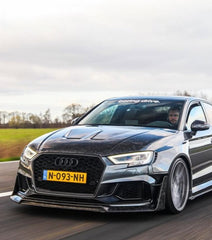 Audi RS3 8V.5 2018 2019 2020 with Aftermarket Parts - V1 Front Lip Carbon Fiber / FRP from SPECTER PLUS