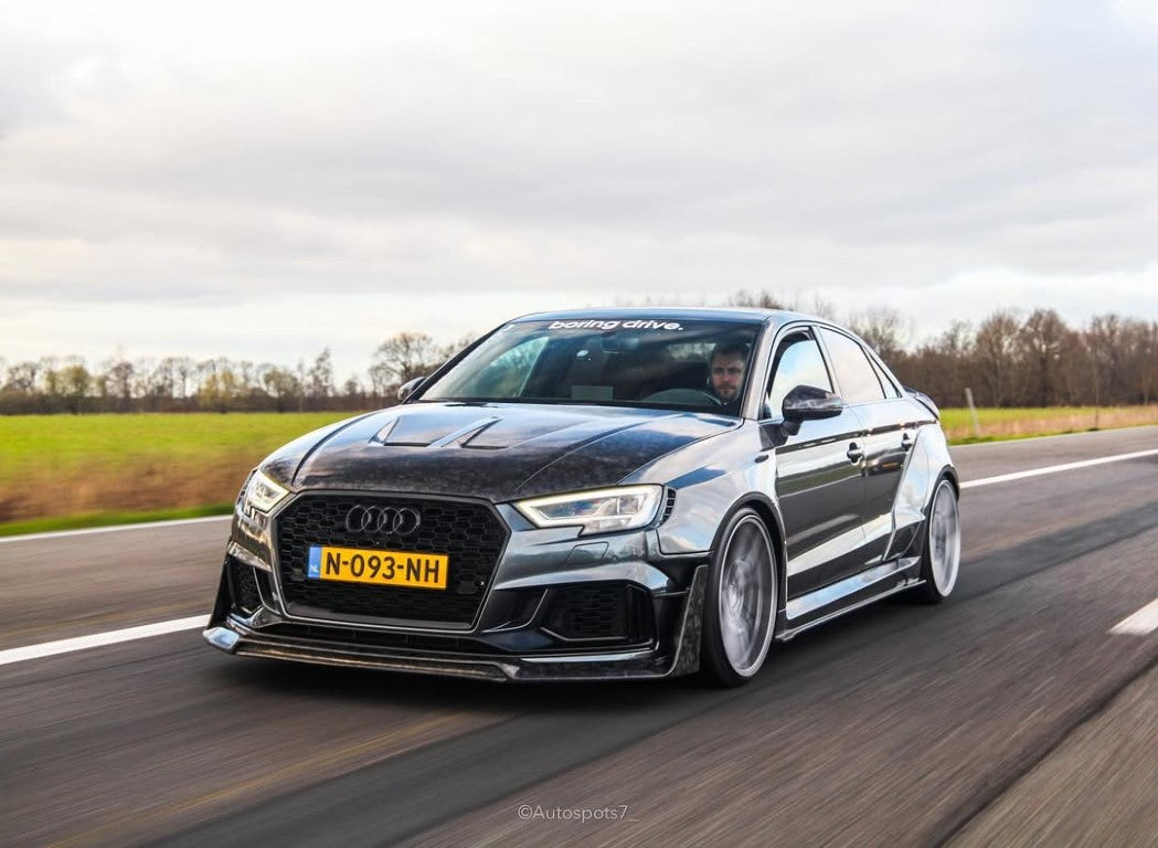 Audi RS3 8V.5 2018 2019 2020 with Aftermarket Parts - Hood Carbon Fiber / FRP from SPECTER PLUS