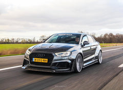 Audi RS3 S3 A3 8V/8V.5 2014 2015 2016 2017 2018 2019 2020 with Aftermarket Parts - Widebody Rear Quarter Panel Flares Carbon Fiber / FRP from SPECTER PLUS