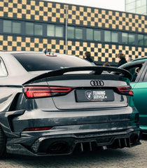 Audi RS3 S3 A3 8V/8V.5 2014 2015 2016 2017 2018 2019 2020 with Aftermarket Parts - Rear Lip Spoiler Carbon Fiber / FRP from SPECTER PLUS