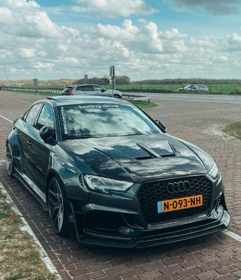 Audi RS3 8V.5 2018 2019 2020 with Aftermarket Parts - Hood Carbon Fiber / FRP from SPECTER PLUS