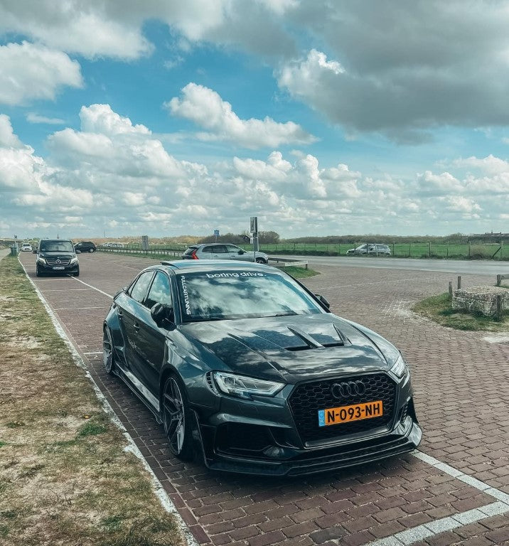 Audi RS3 8V.5 2018 2019 2020 with Aftermarket Parts - V1 Front Lip Carbon Fiber / FRP from SPECTER PLUS