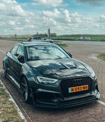 Audi RS3 8V.5 2018 2019 2020 with Aftermarket Parts - Hood Carbon Fiber / FRP from SPECTER PLUS