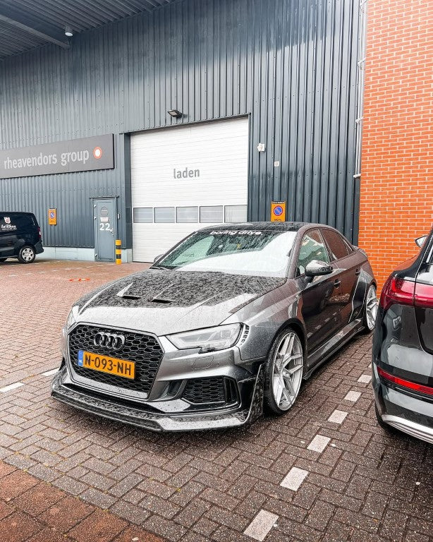Audi RS3 8V.5 2018 2019 2020 with Aftermarket Parts - V1 Front Lip Carbon Fiber / FRP from SPECTER PLUS