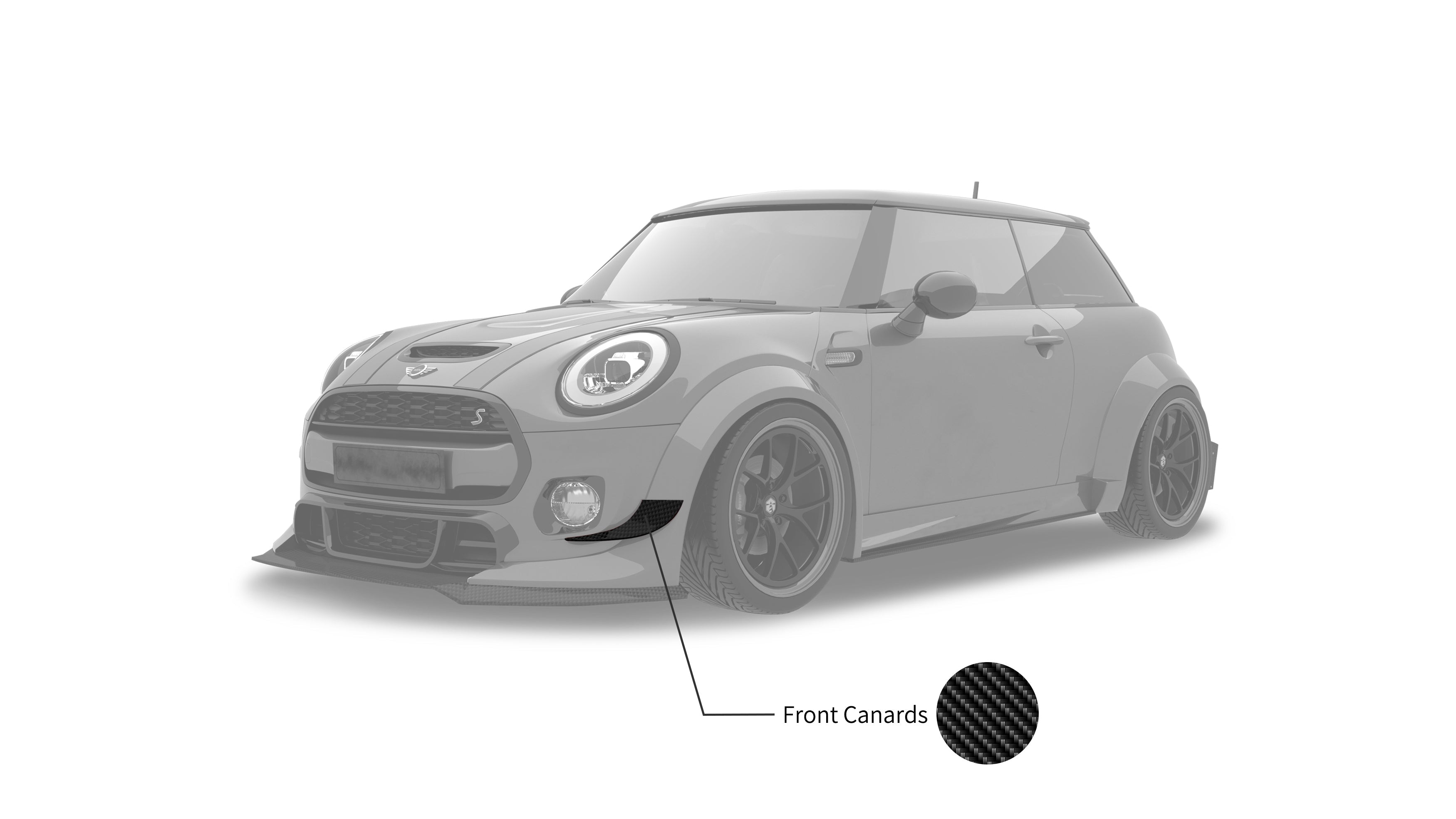 MINI Cooper JCW (John Cooper Works) Base S F56 LCI 2022-ON  with Aftermarket Parts - Front Canards Carbon Fiber / FRP from SPECTER PLUS