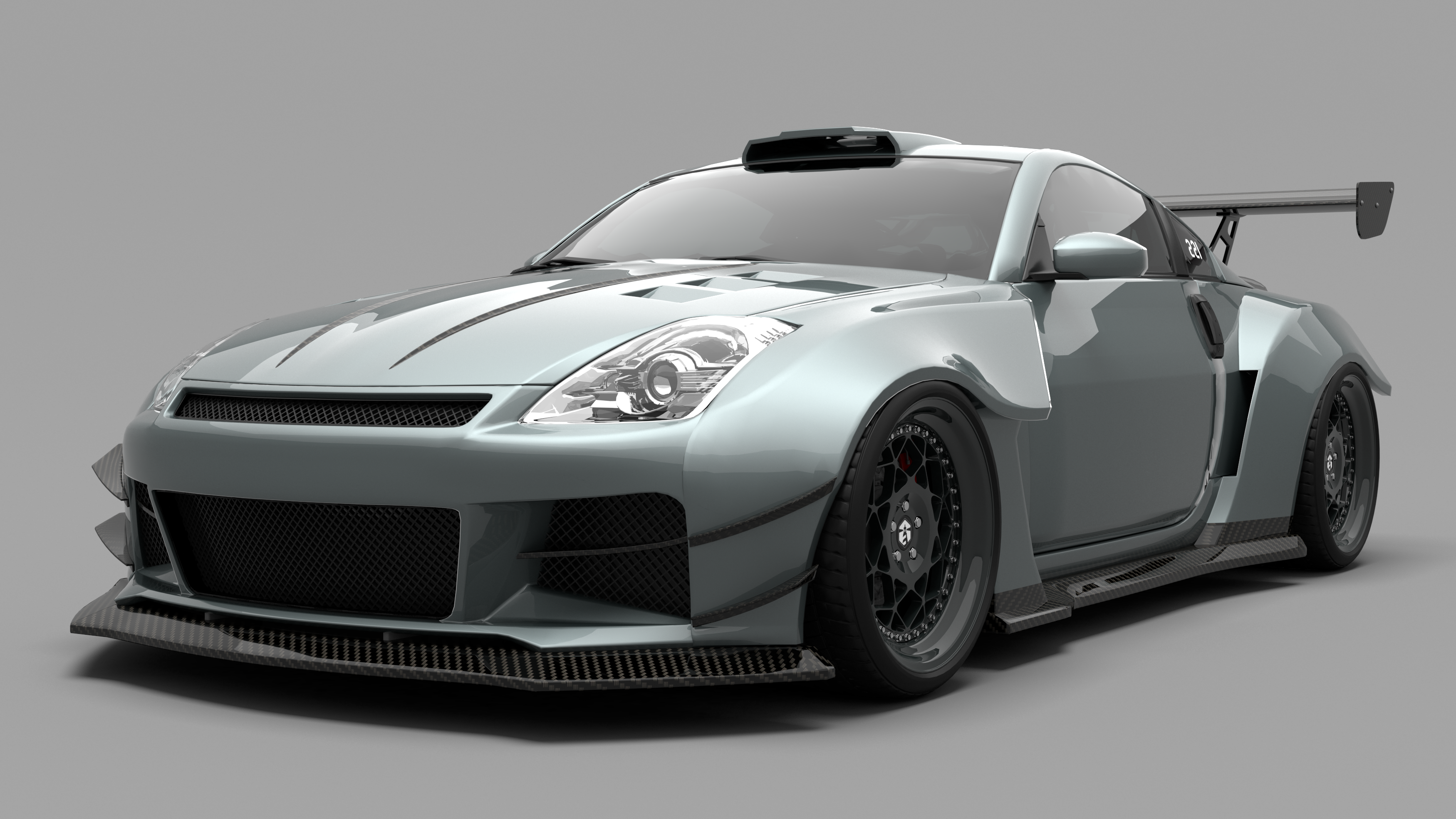 Nissan 350Z Nismo Performance Anniversary Grand Touring Base Fairlady Z Z33 2003 2004 2005 2006 2007 2008 2009 with Aftermarket Parts - Front Bumper & Front Lip Carbon Fiber / FRP from SPECTER PLUS