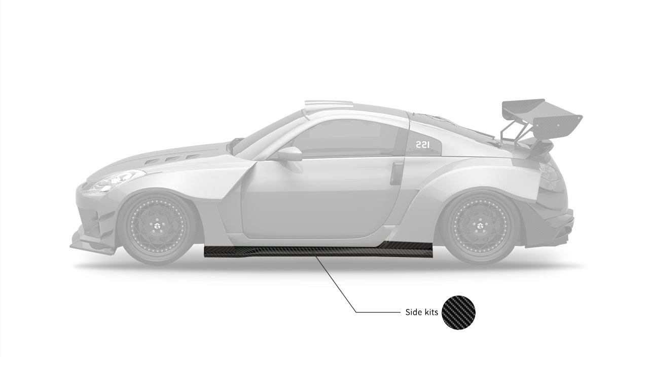 Nissan 350Z Nismo Performance Anniversary Grand Touring Base Fairlady Z Z33 2003 2004 2005 2006 2007 2008 2009 with Aftermarket Parts - Side Skirts Carbon Fiber / FRP from SPECTER PLUS