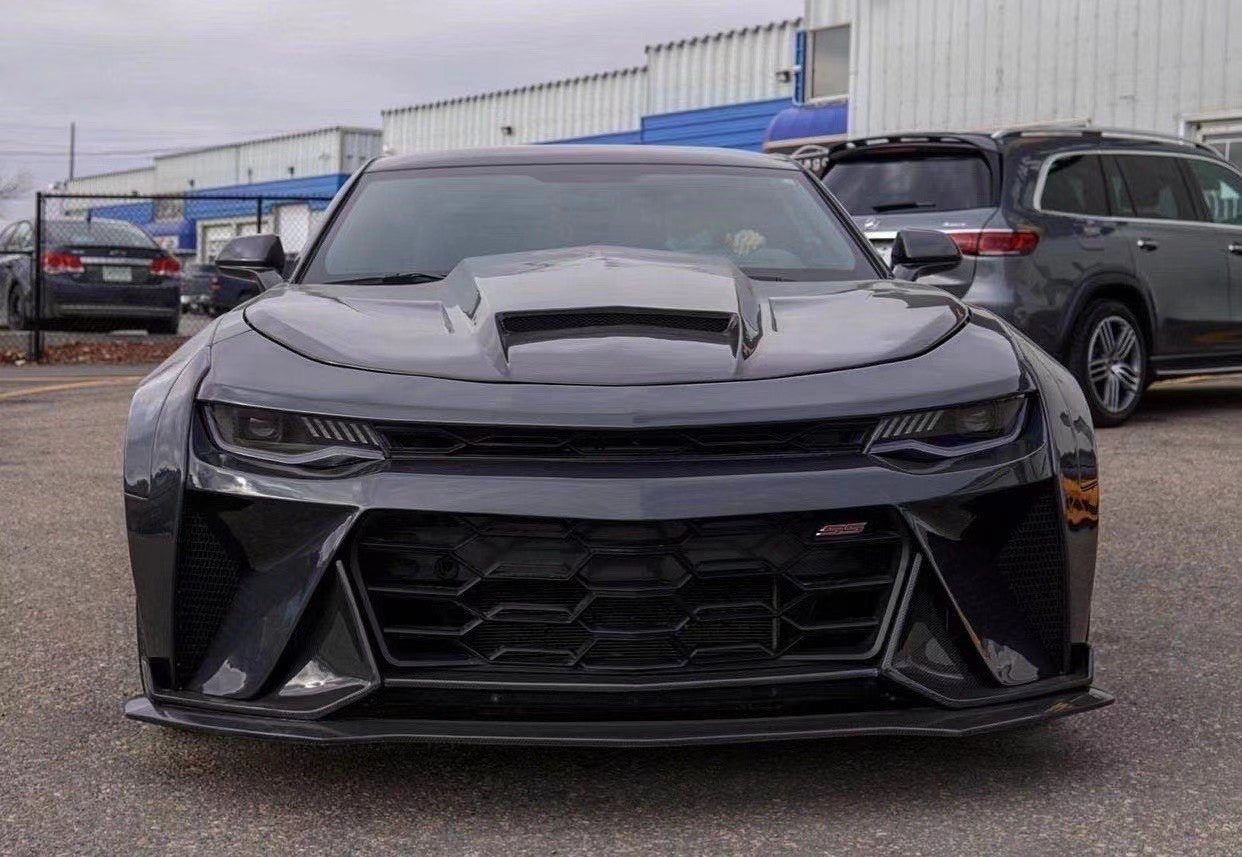 Chevrolet Camaro 6th Gen ZL1 Z/28 2SS 1SS 3LT 2LT 1LT 2LS 1LS 2015 2016 2017 2018 2019 2020 2021 2022 2023 2024 with Aftermarket Parts - Front Bumper & Lip Carbon Fiber/FRP from SPECTER PLUS