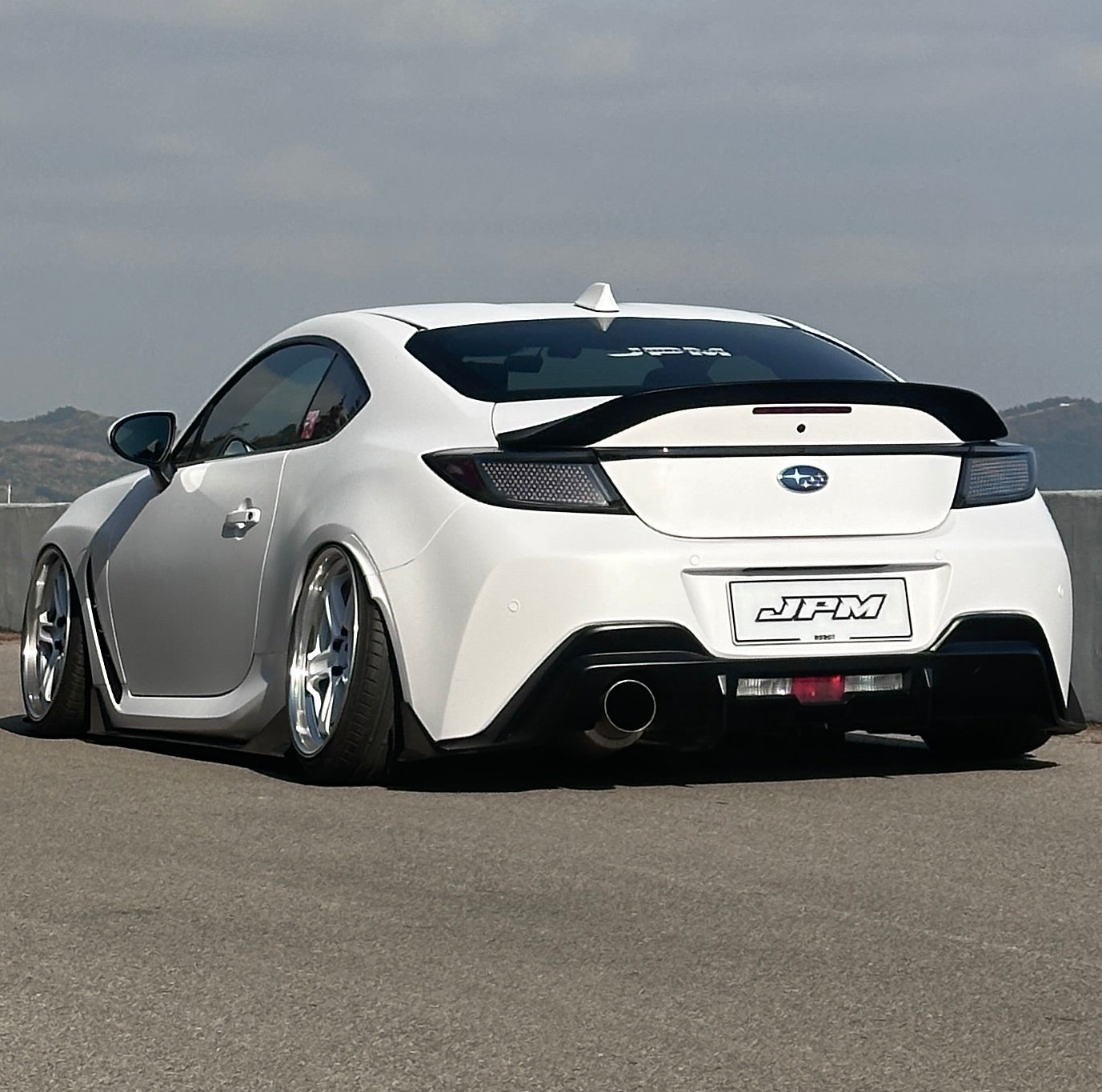 Subaru BRZ ZD8 2020 2021 2022 2023 2024 &amp; Toyota GR86 ZN8 2020 2021 2022 2023 2024 with Aftermarket Parts - "HIDROGAI" Single Exhaust Tip Conversion Cap Carbon Fiber / FRP