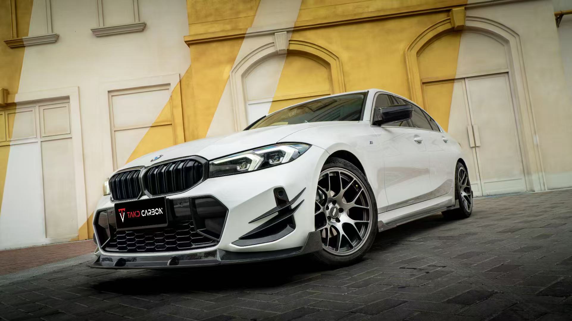 BMW 3 Series 330i (with M-package bumper,Does not fit base model) M340i G20 LCI 2023-ON with Aftermarket Parts - V1 Style Front Lip Pre-preg Carbon Fiber from TAKD Carbon