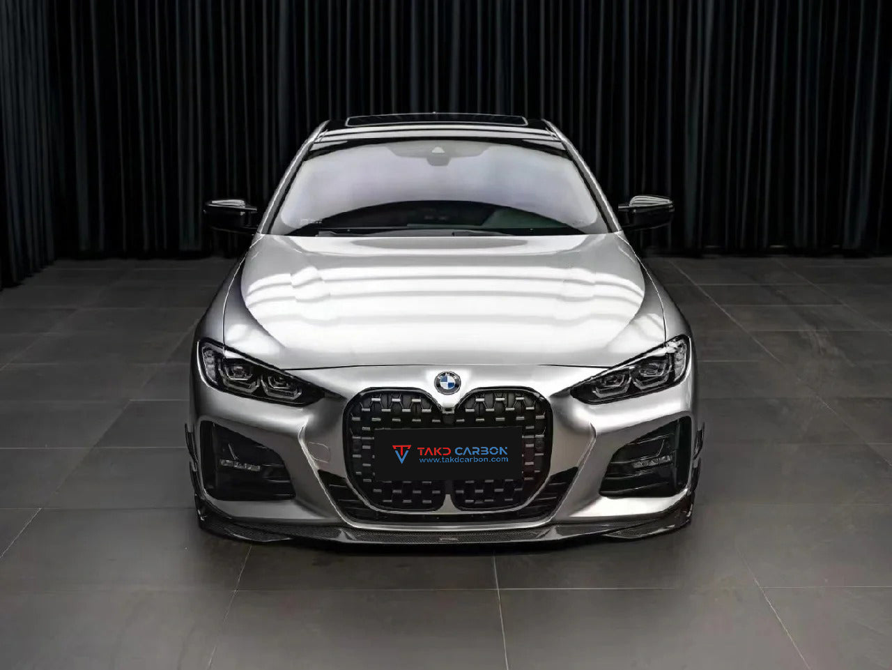 BMW 4 Series 430i (with M-package bumper, does not fit base model) M440i G22 G23 2020-ON with Aftermarket Parts - Front Lip Carbon Fiber from TAKD Carbon
