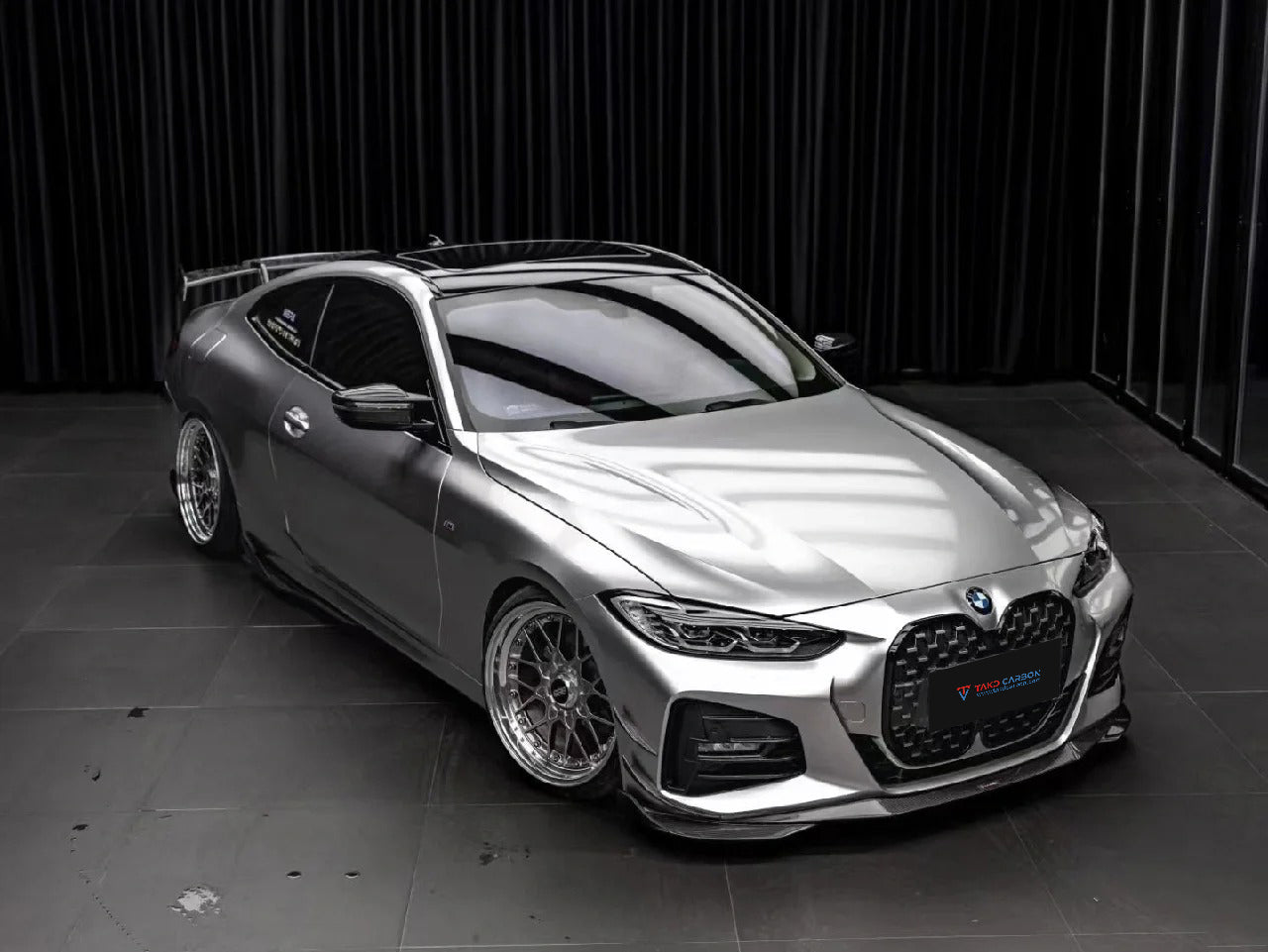 BMW 4 Series 430i (with M-package bumper, does not fit base model) M440i G22 G23 2020-ON with Aftermarket Parts - Front Lip Carbon Fiber from TAKD Carbon