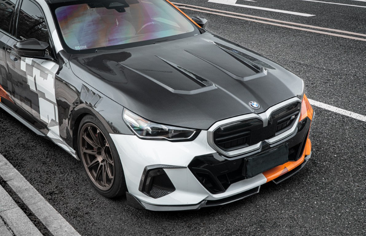 BMW 5 Series 530 540 & i5 e/x Drive40 M60 G60 G61 2024-ON with Aftermarket Parts - Hood Pre-preg Carbon Fiber from TAKD Carbon
