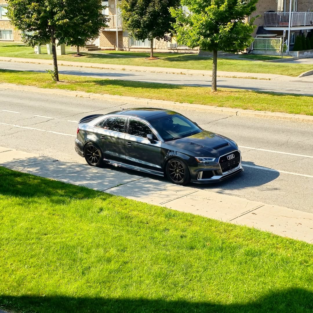 Audi RS3 8V.5 2018 2019 2020 with Aftermarket Parts - Front Fenders Pre-preg Carbon Fiber from TAKD Carbon