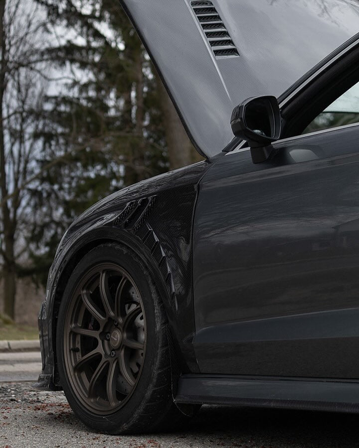 Audi RS3 8V.5 2018 2019 2020 with Aftermarket Parts - Front Fenders Pre-preg Carbon Fiber from TAKD Carbon