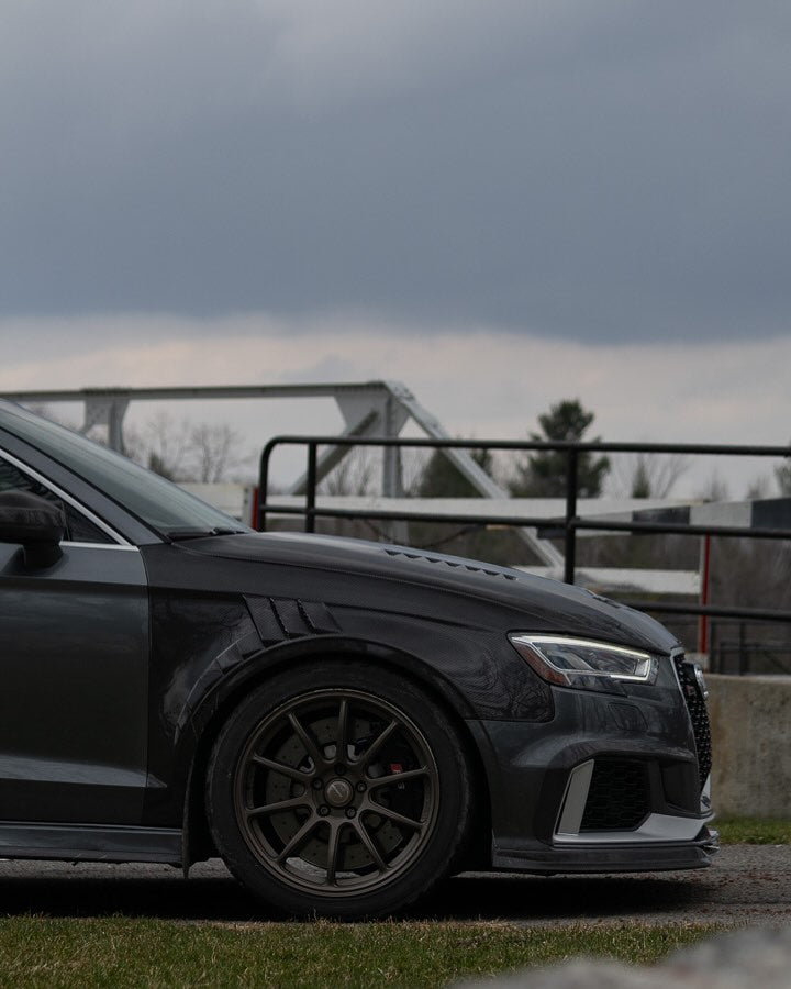 Audi RS3 8V.5 2018 2019 2020 with Aftermarket Parts - Front Fenders Pre-preg Carbon Fiber from TAKD Carbon