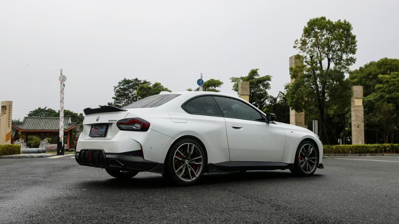 BMW 230i (With M-Package Bumper) M240i G42 2022-ON with Aftermarket Parts - Rear Diffuser & Trim & Canards Pre-preg Carbon Fiber from TAKD Carbon