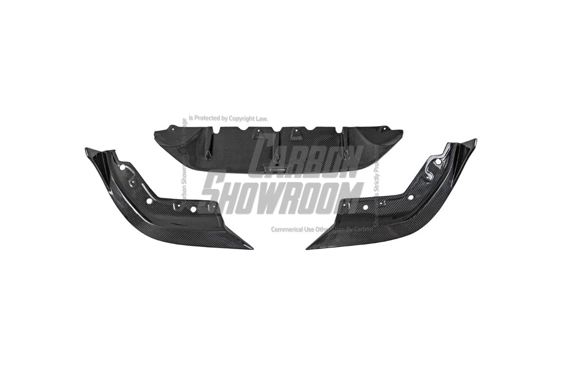 BMW 3 Series 330i (with M-package bumper, does not fit base model) M340i G20 Pre-LCI 2019 2020 2021 2022 with Aftermarket Parts - V1 Style Front Lip Pre-preg Carbon Fiber from TAKD Carbon