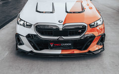 BMW 5 Series 530 540 (with M-package bumper, does not fit base model) & i5 e/x Drive40 (with M-package bumper, does not fit base model) M60 G60 G61 2024-ON with Aftermarket Parts - V1 Style Front Lip Pre-preg Carbon Fiber from TAKD Carbon