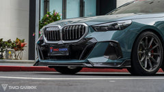 BMW 5 Series 530 540 (with M-package bumper, does not fit base model) & i5 e/x Drive40 (with M-package bumper, does not fit base model) M60 G60 G61 2024-ON with Aftermarket Parts - V1 Style Front Lip Pre-preg Carbon Fiber from TAKD Carbon
