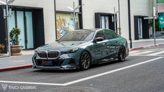 BMW 5 Series 530 540 (with M-package bumper, does not fit base model) & i5 e/x Drive40 (with M-package bumper, does not fit base model) M60 G60 G61 2024-ON with Aftermarket Parts - V1 Style Front Lip Pre-preg Carbon Fiber from TAKD Carbon