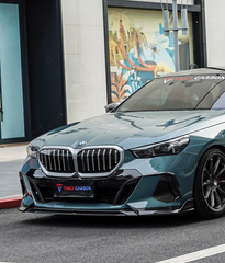 BMW 5 Series 530 540 (with M-package bumper, does not fit base model) & i5 e/x Drive40 (with M-package bumper, does not fit base model) M60 G60 G61 2024-ON with Aftermarket Parts - V1 Style Front Lip Pre-preg Carbon Fiber from TAKD Carbon