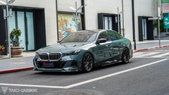 BMW 5 Series 530 540 (with M-package bumper, does not fit base model) & i5 e/x Drive40 (with M-package bumper, does not fit base model) M60 G60 G61 2024-ON with Aftermarket Parts - V1 Style Front Lip Pre-preg Carbon Fiber from TAKD Carbon