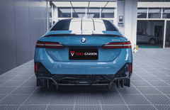 BMW 5 Series 530 540 (with M-package bumper, does not fit base model) & i5 e/x Drive40 (with M-package bumper, does not fit base model) M60 G60 G61 2024-ON with Aftermarket Parts - MP Style Rear Diffuser (Quad Exhaust Tips Included) Pre-preg Carbon Fiber from TAKD Carbon