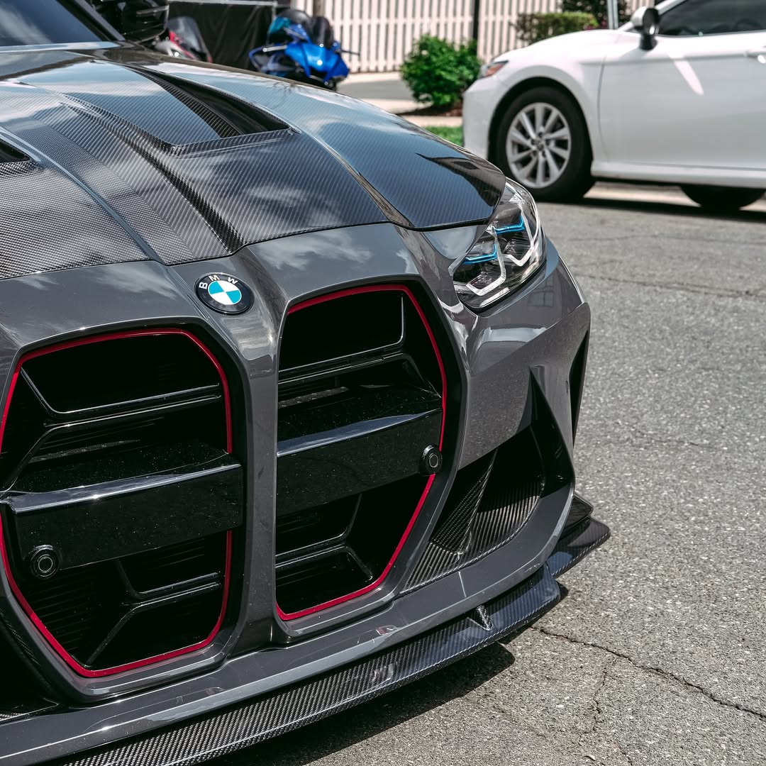 BMW M3/M3C G80/G81 2021 2022 2023 2024 & M4/M4C G82/G83 2021 2022 2023 2024 with Aftermarket Parts - CSL without ACC Sensor & CSL without ACC Sensor Grill Pre-preg Carbon Fiber from TAKD Carbon