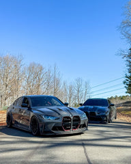 BMW M3 / M3C G80 G81 & M4 / M4C G82 G83 2021 2022 2023 2024 with Aftermarket Parts - Hood Bonnet Double-sided Pre-preg Carbon Fiber from TAKD Carbon