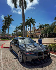 BMW M3 / M3C G80 G81 & M4 / M4C G82 G83 2021 2022 2023 2024 with Aftermarket Parts - Hood Bonnet Double-sided Pre-preg Carbon Fiber from TAKD Carbon
