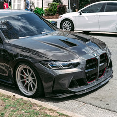 BMW M3 / M3C G80 G81 & M4 / M4C G82 G83 2021 2022 2023 2024 with Aftermarket Parts - Hood Bonnet Double-sided Pre-preg Carbon Fiber from TAKD Carbon