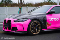 BMW M3 / M3C G80 G81 & M4 / M4C G82 G83 2021 2022 2023 2024 with Aftermarket Parts - Hood Bonnet Double-sided Pre-preg Carbon Fiber from TAKD Carbon