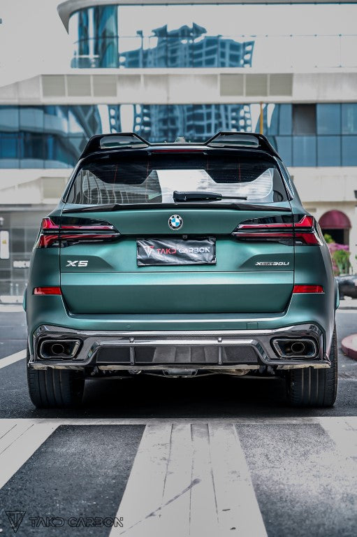 BMW X5 M60i M50i & s/x Drive 40i (With M-Package, does not fit base model) G05 (Fits Both Pre-LCI & LCI) 2019-ON with Aftermarket Parts - V2 Pre preg Carbon Fiber Rear Diffuser & Canards from Karbel Carbon
