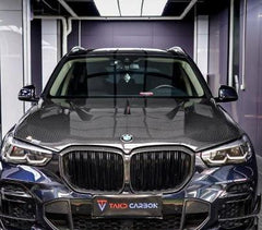 BMW X5 M60i M50i & s/x Drive 40i (With M-Package, does not fit base model) G05 (Fits Both Pre-LCI & LCI) 2019-ON with Aftermarket Parts - Pre preg Carbon Fiber Hood from TAKD Carbon