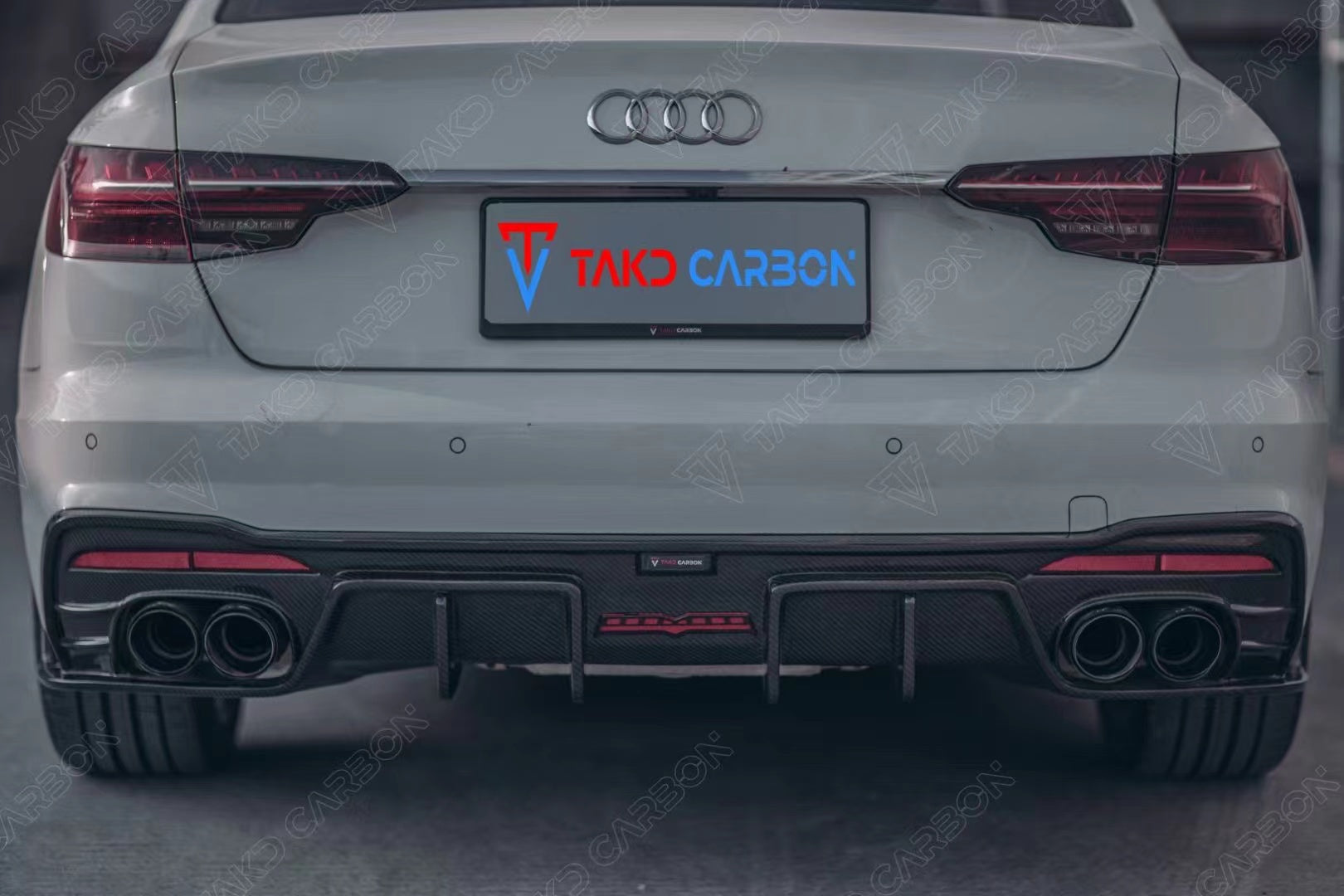 Audi S4 B9.5 2020-ON with Aftermarket Parts - V1 Style Rear Diffuser Pre-preg Carbon Fiber from TAKD Carbon
