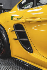 Porsche 718 Cayman / Boxster / GTS 2017-ON with Aftermarket Parts - Extreme Style Side Vents Pre-preg Carbon Fiber from TAKD Carbon