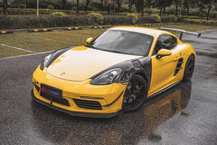 Porsche 718 Cayman / Boxster / GTS 2017-ON with Aftermarket Parts - Extreme Style Side Vents Pre-preg Carbon Fiber from TAKD Carbon