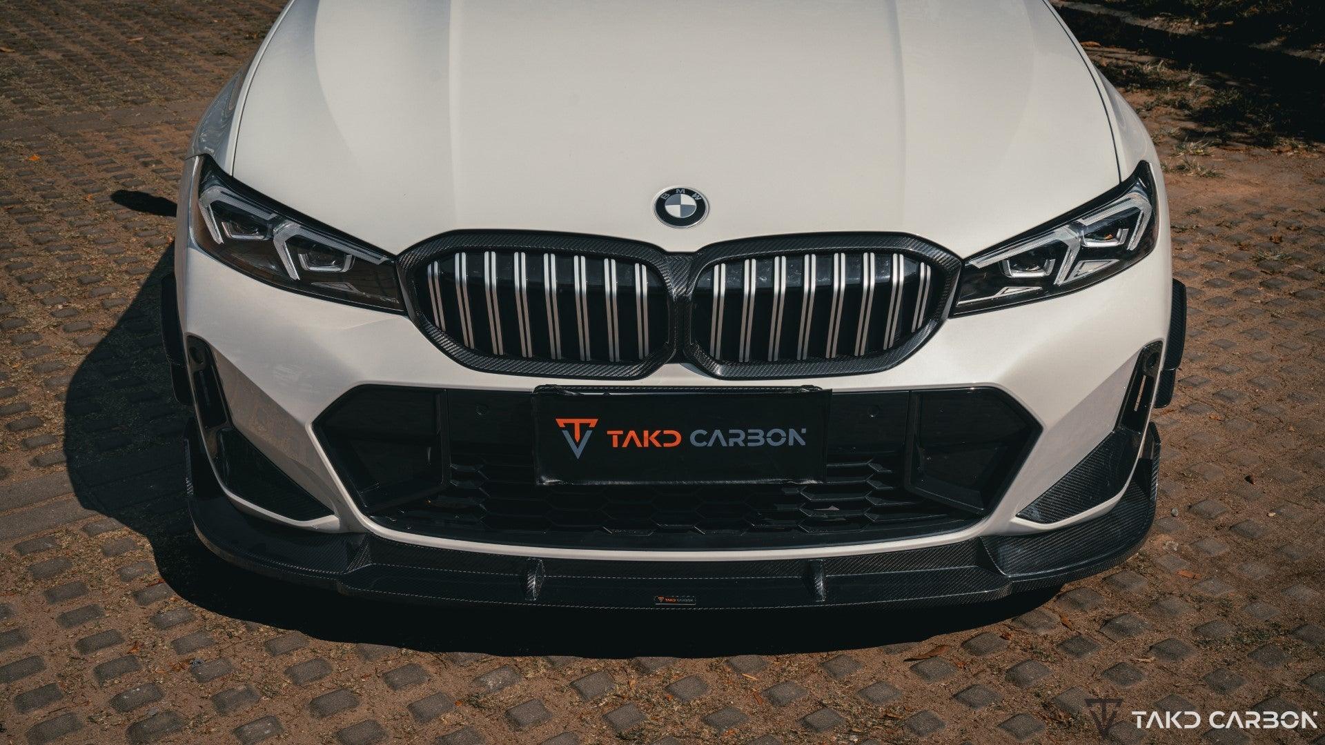 BMW 3 Series 330i (with M-package bumper,Does not fit base model) M340i G20 LCI 2023-ON with Aftermarket Parts - V1 Style Front Lip Pre-preg Carbon Fiber from TAKD Carbon