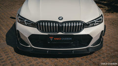 BMW 3 Series 330i (with M-package bumper, does not fit base model) M340i G20 LCI 2023 2024 with Aftermarket Parts - Front Bumper Upper Valences Pre-preg Carbon Fiber from TAKD Carbon
