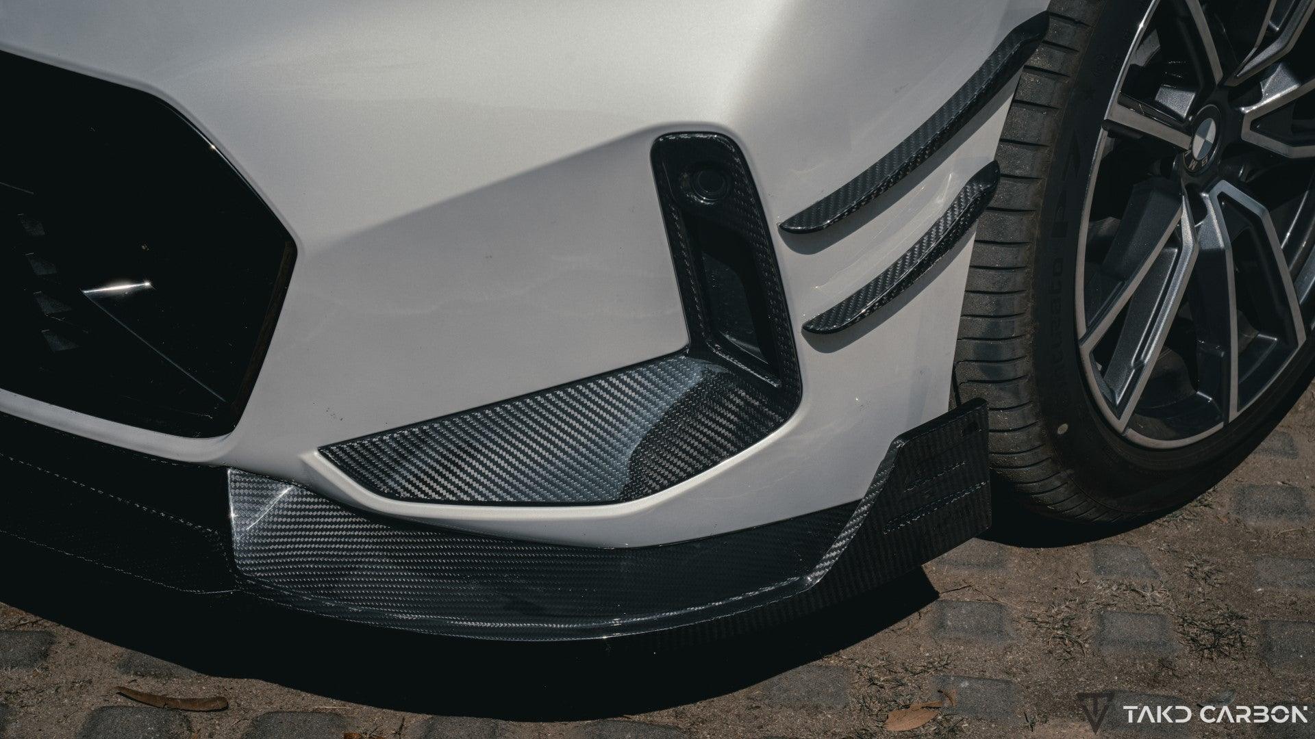 BMW 3 Series 330i (with M-package bumper, does not fit base model) M340i G20 LCI 2023 2024 with Aftermarket Parts - Front Bumper Upper Valences Pre-preg Carbon Fiber from TAKD Carbon