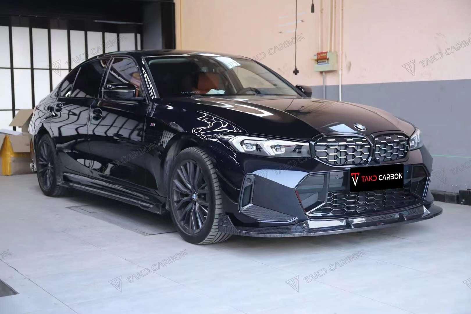 BMW 3 Series 330i (with M-package bumper,Does not fit base model) M340i G20 LCI 2023-ON with Aftermarket Parts - V1 Style Front Lip Pre-preg Carbon Fiber from TAKD Carbon