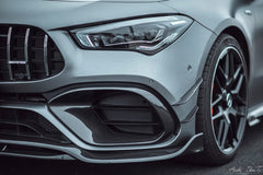 Mercedes Benz CLA45 (Does not fit CLA45s) C118 2020-ON with Aftermarket Parts - V1 Style Pre-preg Carbon Fiber Front Lip from TAKD Carbon