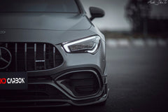 Mercedes Benz CLA45 (Does not fit CLA45s) C118 2020-ON with Aftermarket Parts - V1 Style Pre-preg Carbon Fiber Front Lip from TAKD Carbon