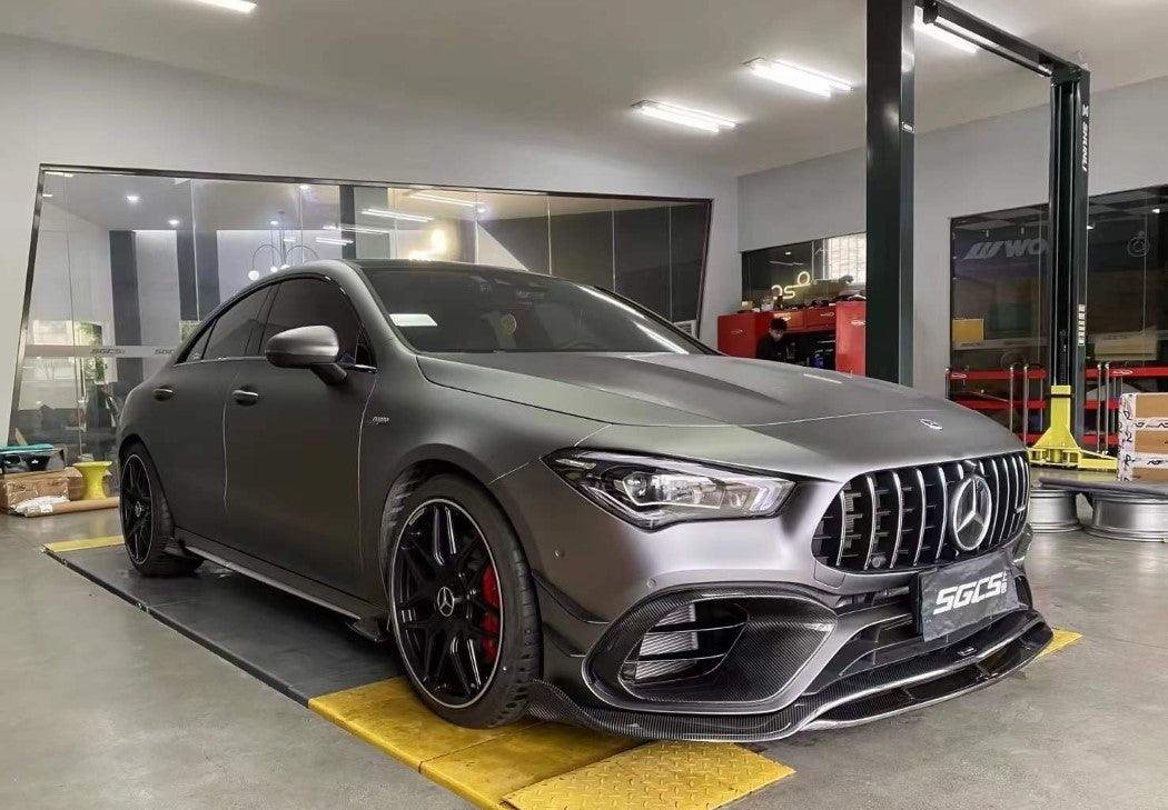 Mercedes Benz CLA45 (Does not fit CLA45s) C118 2020 2021 2022 2023 2024 with Aftermarket Parts - V1 Style Front Lip Pre-preg Carbon Fiber from TAKD Carbon