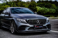 Mercedes Benz C-Class AMG C43 C300 (with sport package) W205 Sedan Facelift 2019 2020 2021 with Aftermarket Parts - Front Canards Dry Pre-preg Carbon Fiber from TAKD Carbon