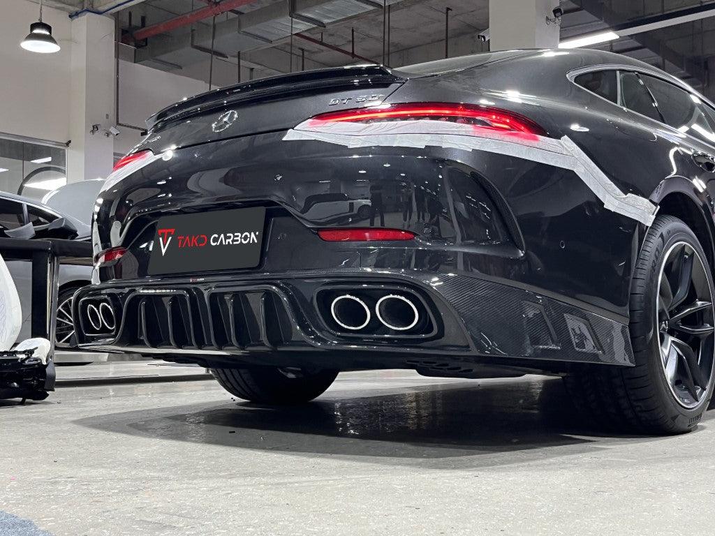 Mercedes Benz AMG GT43 GT50 GT53 (Fits Rear Wheel Drive Only) X290 2021 2022 2023 2024 with Aftermarket Parts - V2 Rear Diffuser Pre-preg Carbon Fiber from TAKD Carbon